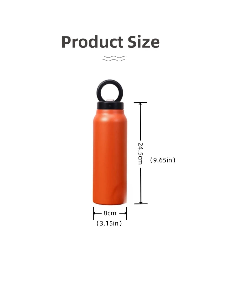24 Oz Insulated Stainless Steel Sports Water Bottle With Straw Outdoor Insulated Water Mug With Magnetic Phone Holder Thermos.