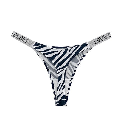 Low Waist Sexy Panties Women Thongs Rhinestones Letter Diamonds G-string Sports Thong Shorts Briefs T-back Fitness S-XL.