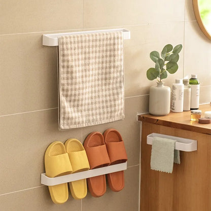 Wandhalterung für Hausschuhe, kein Stanzen, für Badezimmer, Handtuch, Aufbewahrungsregal, Toilette, multifunktionales Abflussregal für die Küche