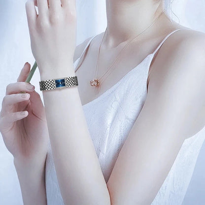 LIGE Silver Watch for Women Square Ladies Quartz Wristwatches Stainless Steel Women Small Gold Watch Luxury Casual Fashion Watch.