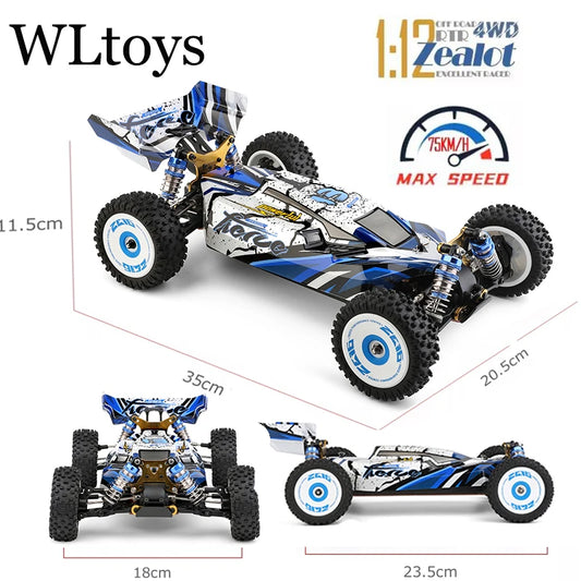 Wltoys New 124017-V8 1/12 2.4G Racing RC Cars 4WD Brushless Motor 75Km/H High Speed Remote Control Off-road Drift Toys For Aduit.