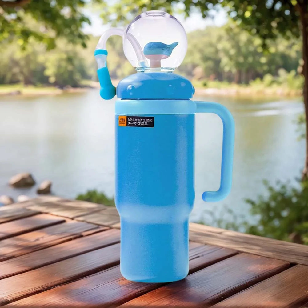 24oz Stainless Steel Whale Fountain Tumbler Straw Water Cups Kids Adults Travel Water Bottles Whale Water Cups Car Water Bottle.