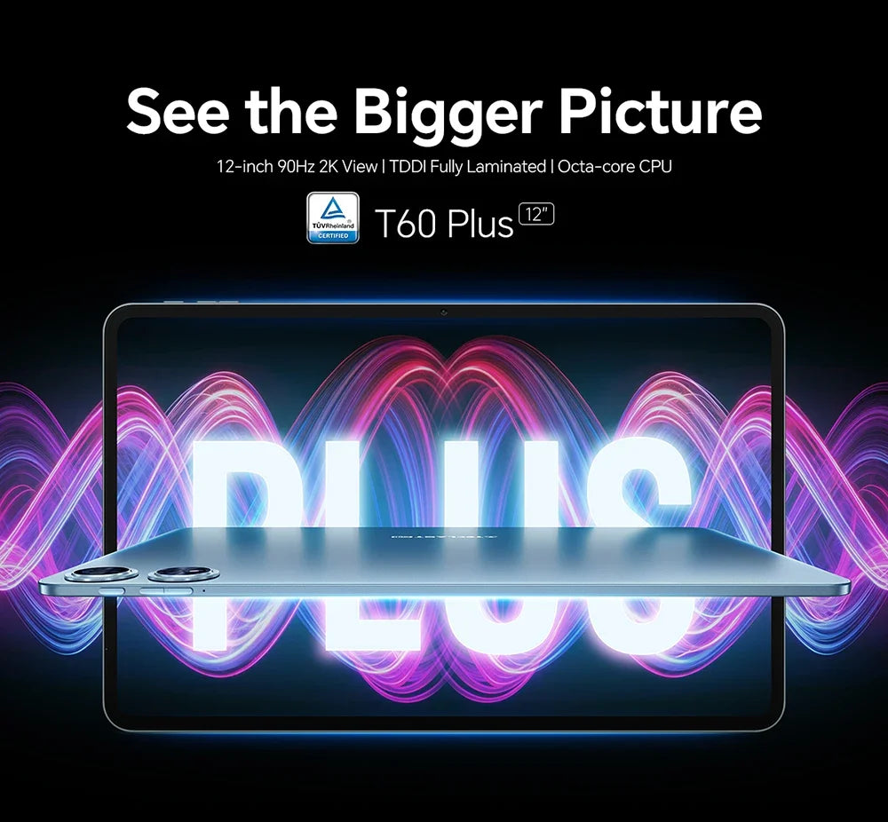 Teclast T60 Plus Tablet 12 inch MTK Helio G88 8-core CPU 6GB RAM 128GB ROM Android 14 Dual-band WiFi BT5.0 8000mAh 13MP+8MP.