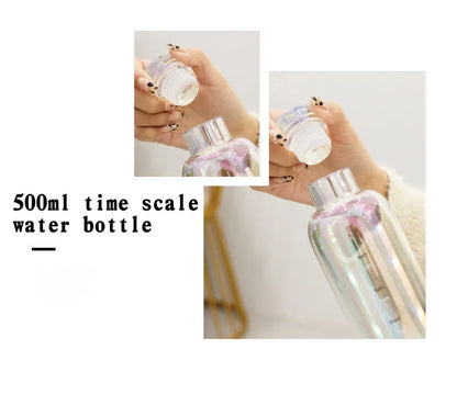 water bottle High-value colorful time scale cup red cute drinking water target bottle ins simple water cup my gourd man bottles.