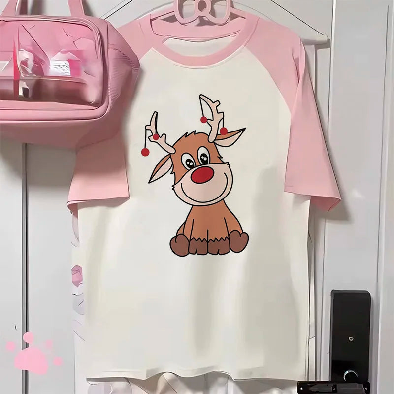 Ästhetik T-shirt Weihnachten Gedruckt Top Tees Frauen Punk Kawaii Pastell Shirt Retro Grafik Frauen Klassische T Shirt Mädchen