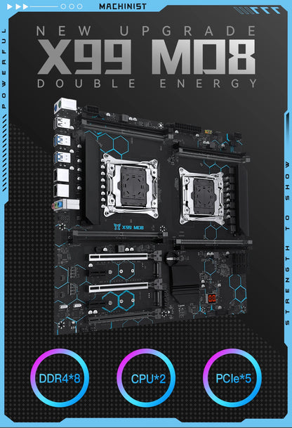 MACHINIST X99 MD8 Dual CPU Motherboard Kit Set Optional lntel Xeon E5 2680 V4 LGA2011-3 DDR4 32GB RAM C612 chip Server Computer.