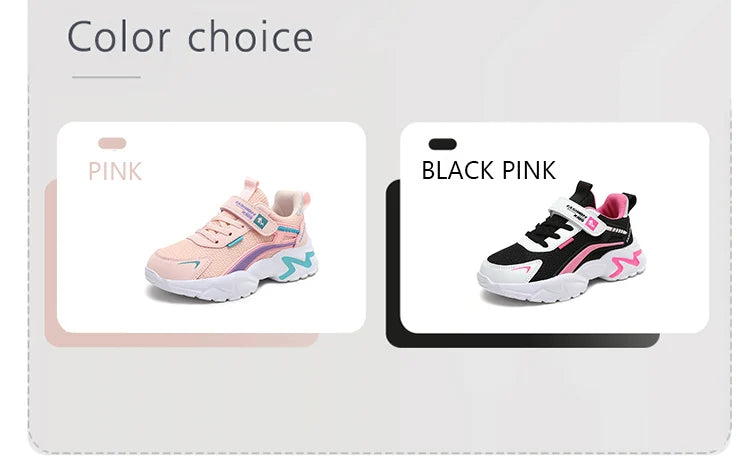 Trendy Lightweight Children Girls' School Shoes Anti-Slip Breathable Outdoor Casual Walking Sneaker Size 28-39.