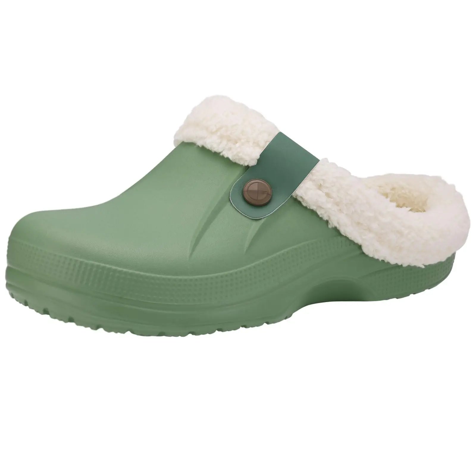 Eyriphy Classic Fur Lined Clogs For Women Waterproof Winter Fuzzy Slippers Mens Cotton Shoes For Indoor And Outdoor Rubber Soles.