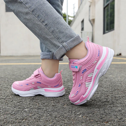 Girls Sport Shoes Waterproof Running Kids Sneakers Casual Leather Pink Breathable Fashion Antislip Lightweight Children Shoes.