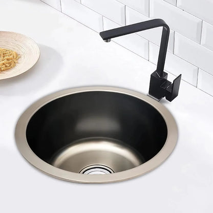 Rundes Waschbecken aus Edelstahl, moderner minimalistischer Stil, Küchen- und Badezimmerwaschbecken, Nano-Beschichtung, Einzelwaschbecken für Zuhause, Restaurants