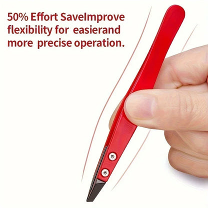 Zirconia Ceramic Pointed Tweezers Stainless Steel Tweezers with Slanted Tips Edges Eyebrows Beards Hair  Eyelash Tweezers.