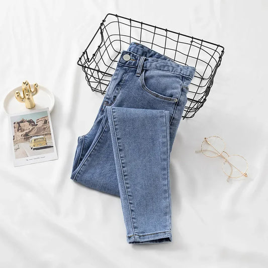 New High-Waisted Slimming Stretch Denim Jeans Women's Autumn/Winter 2021 Outerwear Smooths Your Silhouette Pencil Skinny Trouser.