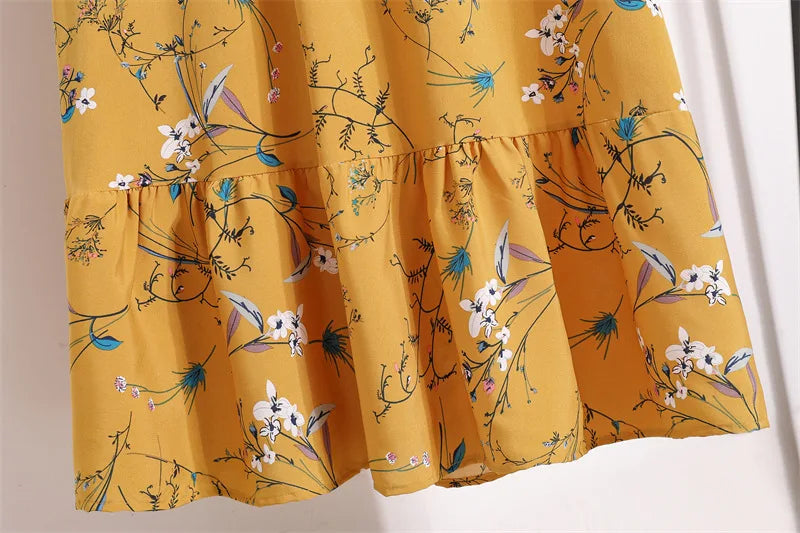 Women Floral Printed Maxi Dresses Spring Summer Casual O Neck Full Sleeve High Waist A Line Boho Beach Party Long Dress Vestidos