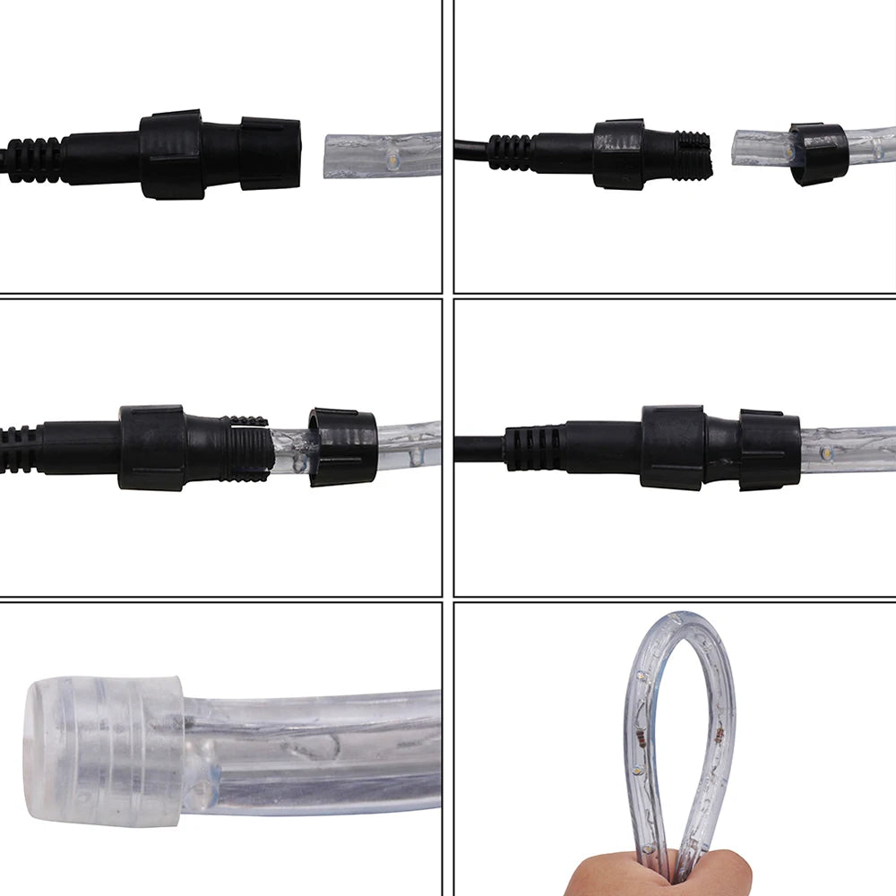 110V 220V Rainbow LED Round 2 Wire Srtip Light 30 36LED Yellow Red Blue Warm Outdoor Waterproof Christmas Party Decor EU US Plug.