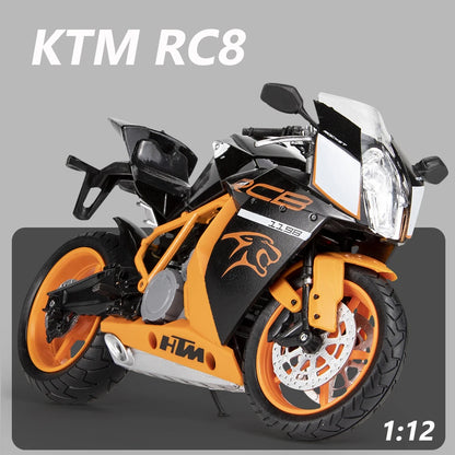 1:12 Scale KTM RC8 Alloy Motorcycle Model Diecast Car Toys for Boys Birthday Gift Toys Car Collection.
