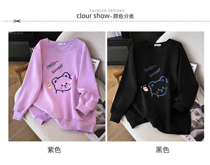 170 kg Plus Größe Damen Büste 170 Frühling Herbst Lose Langarm Cartoon Print Pullover Sweatshirts 4XL 5XL 6XL 7XL 8XL 9XL