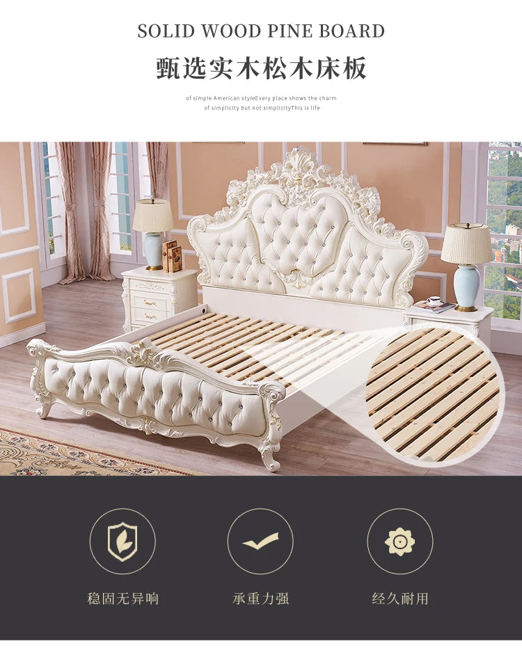 Gold Luxus gestepptes Doppelbett Holz Vintage weiche Einzelkopfteile Doppelbett Erwachsene Zuhause Camas De Dormitorio Möbel