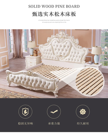 Gold Luxus gestepptes Doppelbett Holz Vintage weiche Einzelkopfteile Doppelbett Erwachsene Zuhause Camas De Dormitorio Möbel