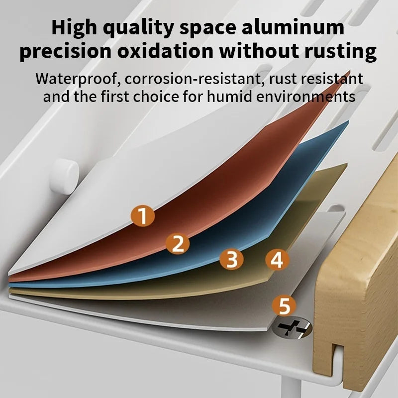 Holz Aluminium Material Badezimmer Regal Organizer Eckregal Shampoo Lagerregal Dusche Wandregal Badezimmer Organizer