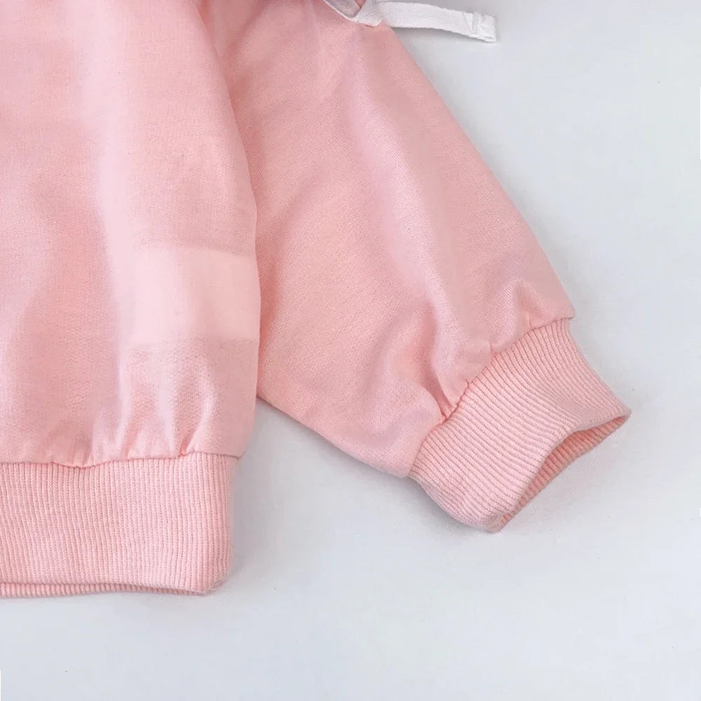 Bear Leader Kids Clothes Girls Autumn Fashion Bow Decoration Pink Sports Top+Pants Two-piece Sets Children's Daily Casual Wear.