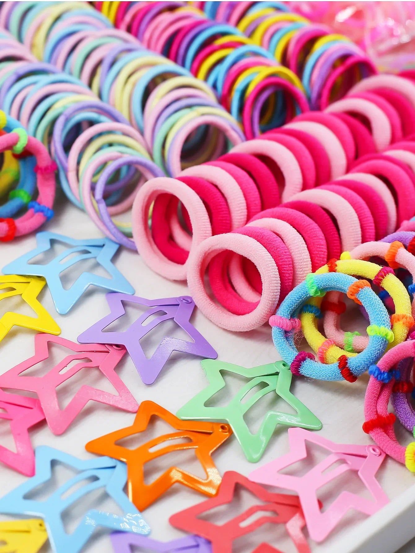780/940Pcs Colorful Hair Bands Set Nylon Ealstic Hair Ties Ponytail Hold Scrunchie Rubber Band Kid Baby Girls Hair Accessories.