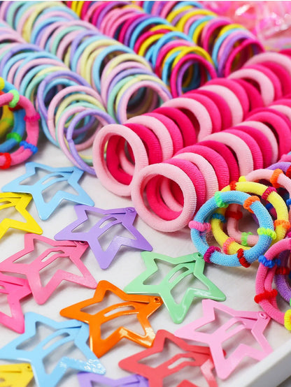 780/940Pcs Colorful Hair Bands Set Nylon Ealstic Hair Ties Ponytail Hold Scrunchie Rubber Band Kid Baby Girls Hair Accessories.