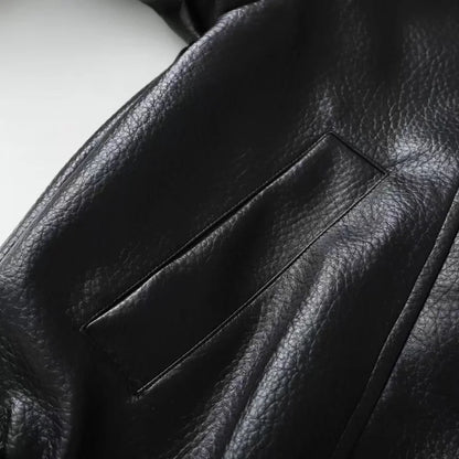 ETJ 2025 neue Damenmode, lockere Version der Stehkragen-Kunstlederjacke, Streetstyle, coole, hübsche Lederjacke