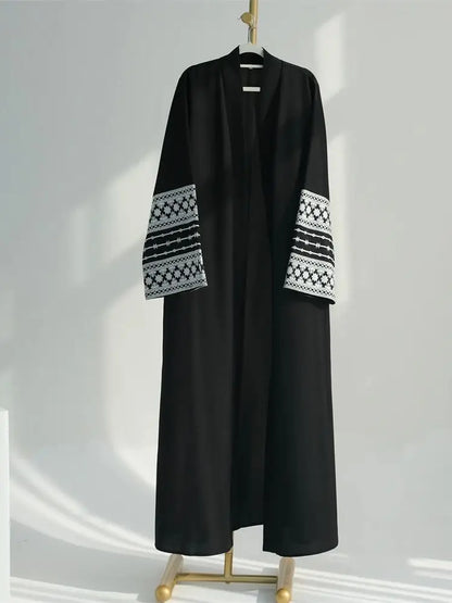 Ramadan Eid Black Open Kimono Abaya Damen Dubai Islam Muslim Kaftan Dress Prayer Clothes Women Kebaya Robe Femme Musulmane.