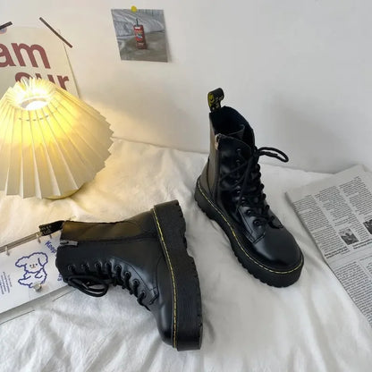 Autumn Winter Fashion Round Toe Lace-up Shoes Womens Boots Zip Ankle Boots For Women High Heels Basics Casual