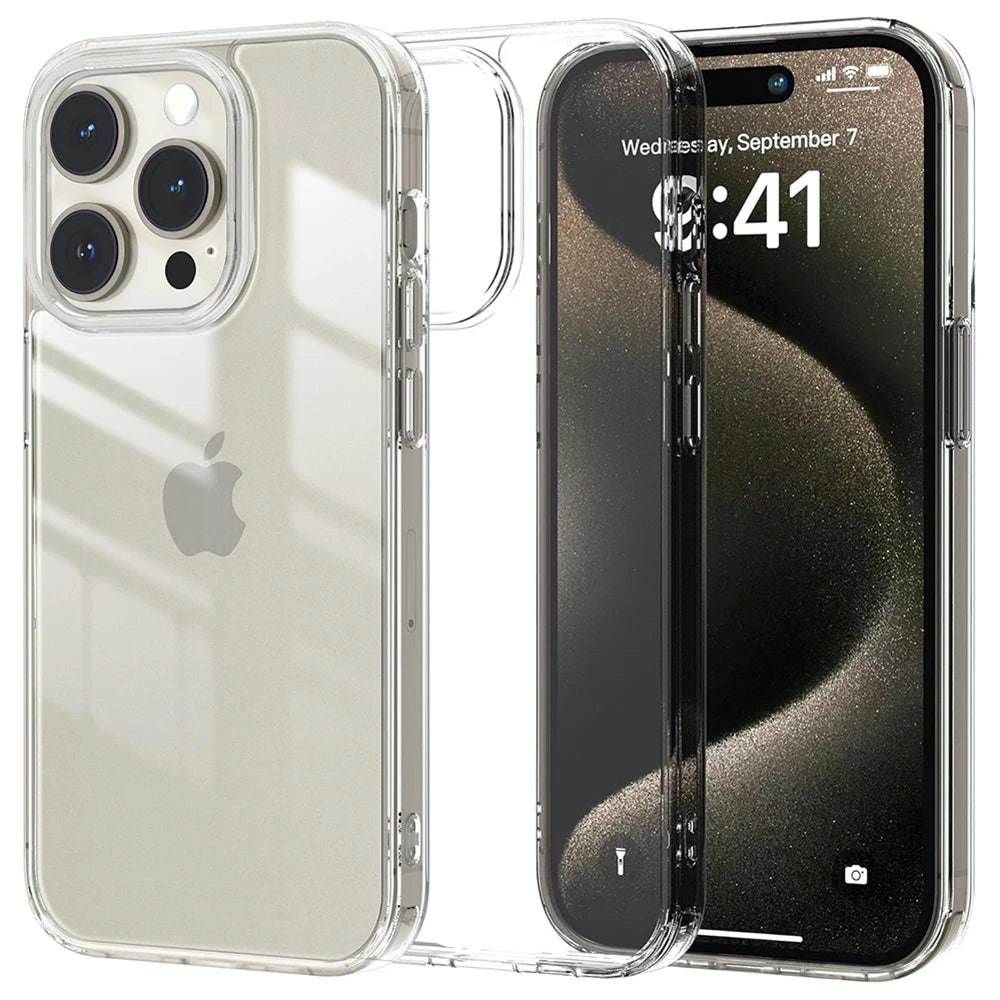 Hybrid Acrylic Airbag Shockproof Case For iPhone 16 15 14 13 12 11 Pro Max Plus Mini Clear Hard Back Cover Silicone Soft Shell.