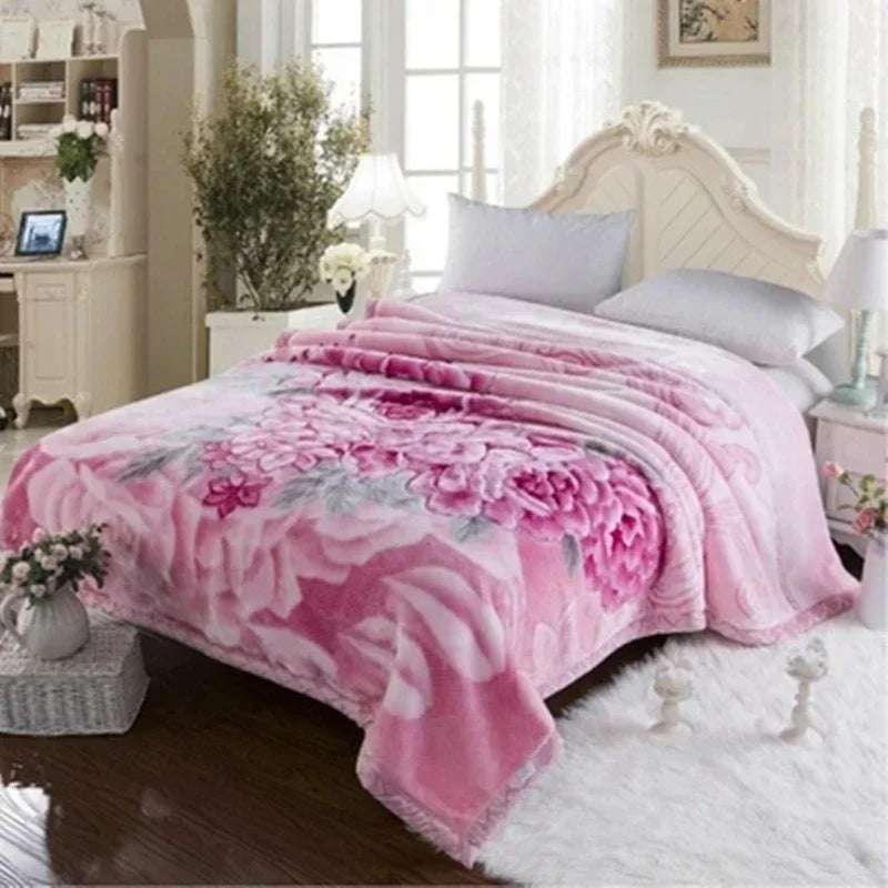 Blanket Double Thickened Raschel Winter Wedding Quilt Blanket Warm Coral Fleece Cashmere Blanket Double