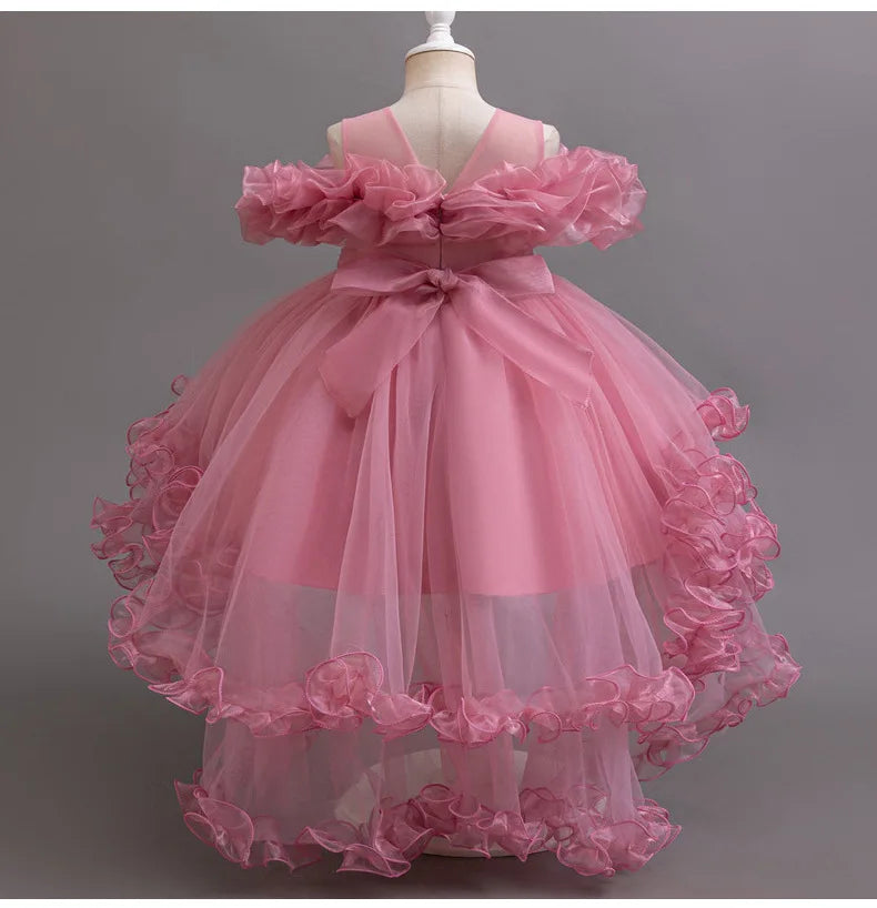 3-10 Jahre altes Mädchen Kinder schleppendes Kleid neues elegantes Mädchen Performance Puffrock Prinzessin Rock Blume Kinder Hochzeit Mädchen.