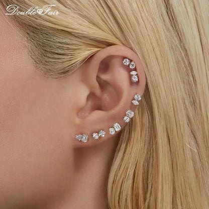 1pc Cartilage Tragus Helix Daith Crystal Ear Piercing Stud Earrings for Women Mini Screw Stainless Steel Stacking Ear Jewelry.