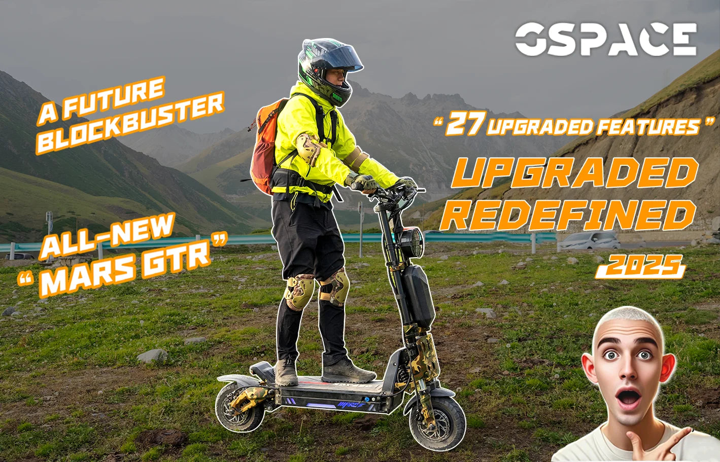 GSPACE MARS11 GTR Electric Scooter 2000*2W Motor 72V45Ah Battery Escooter  11 inch City tires E-Scooter.