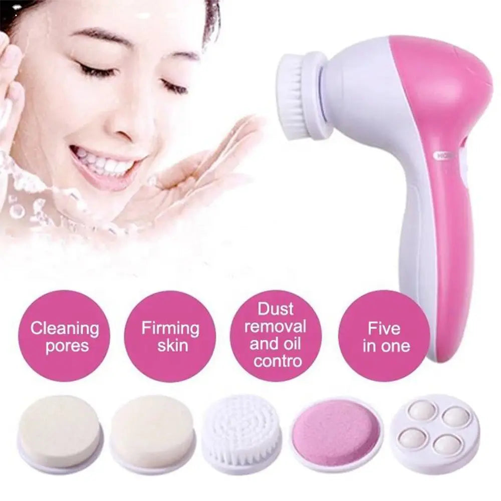 Electric Facial Cleaner 5 IN 1 Face Cleansing Brush Wash Machine Spa Skin Care Massager Blackhead Cleaning Facial Cleanser Tools.