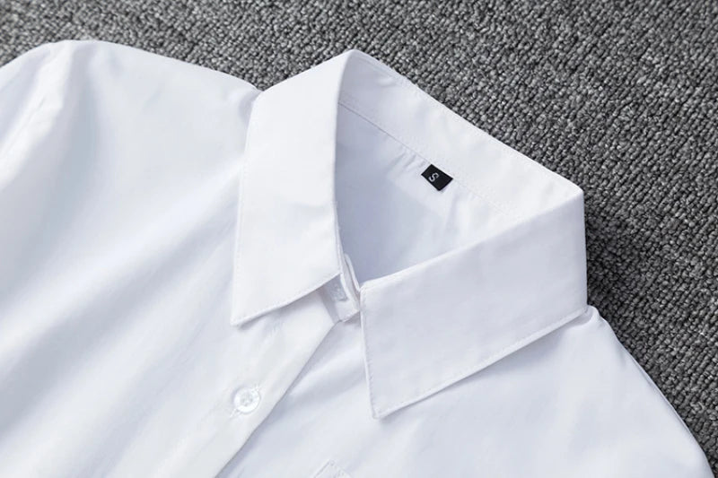 Zoki White Women Shirt Fashion Long Sleeve Casual Turn Down Collar Female Blouse Loose Pocket Button Office Ladies Elegant Tops.