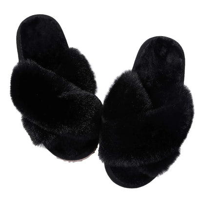 Litfun Fashion Fur Slippers For Women Winter Soft Bottom Cozy Fur Flip Flops Female Indoor Home Fluffy Short Plush Fuzzy Slides.