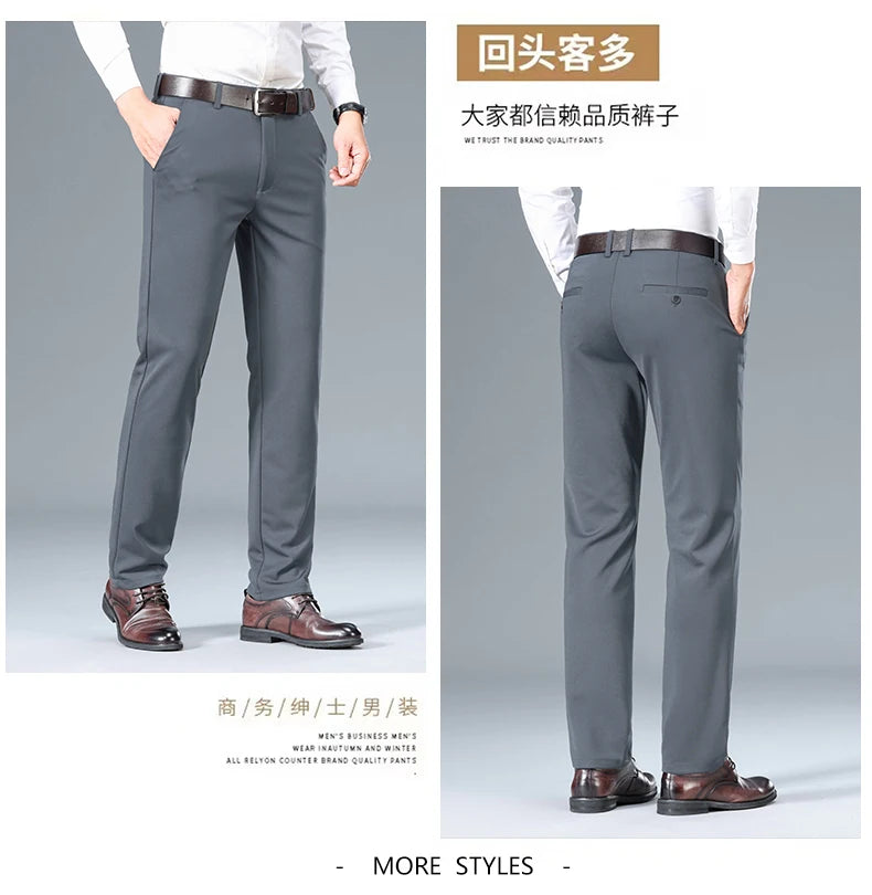 Top Quality New Brand Casual Fashion Long Pants Business Hight Stretch Straight Comfortable Korean Trousers Men Clothing