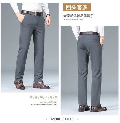 Top Quality New Brand Casual Fashion Long Pants Business Hight Stretch Straight Comfortable Korean Trousers Men Clothing