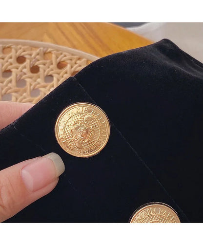 Autumn Winter High Waist Velvet Wide Leg Shorts Women Chic Double Breasted Short Pants Fashion Sexy Bottoms Casual Ropa Mujer