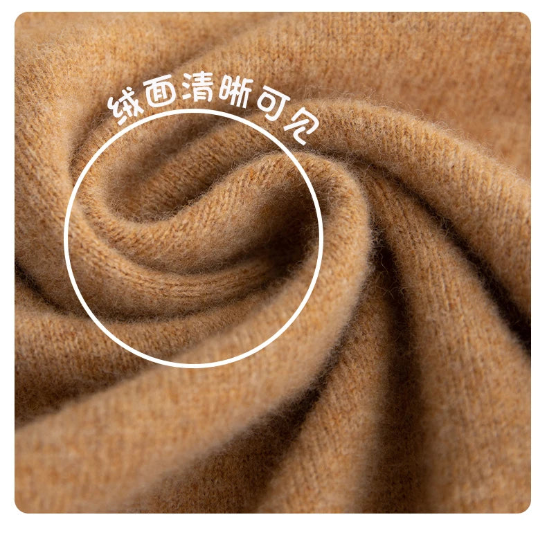 Men 100% Merino Wool Sweater Turtleneck Knitted Pullover Cashmere Warm Solid Color Clothes Business Bottoming Tops Autumn Winter.