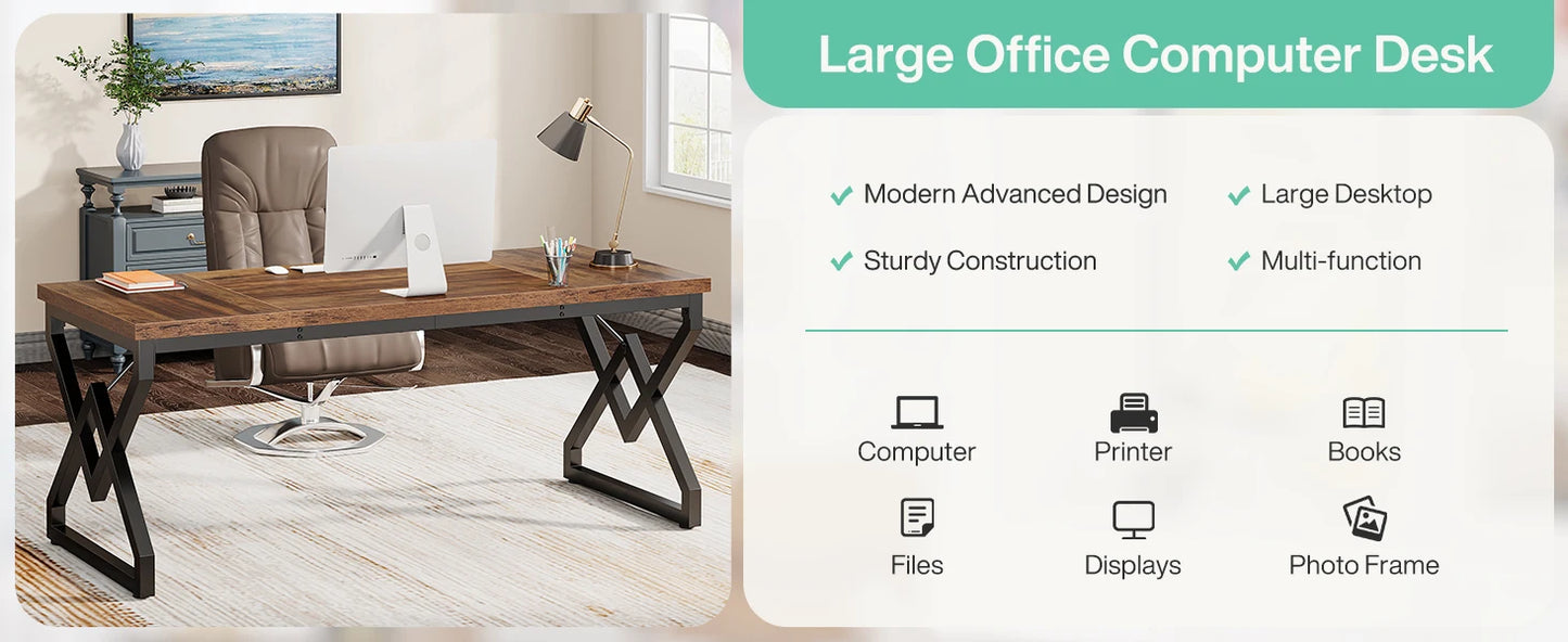 Schreibtisch, 160 x 70 x 75 cm, großer Büro-Computertisch, moderner, einfacher Arbeitsplatz, Chefschreibtisch für das Heimbüro im Arbeitszimmer