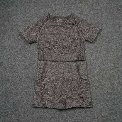 Sexy Seamless Knitted Yoga Sportswear Set Women's Quick Dry Tight Fitness Clothes Set Comfortable High-End Sensation