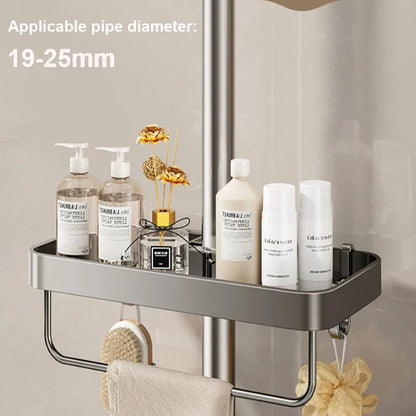 Bad Dusche Lagerung Dusche Gel Shampoo Rack Dusche Stange Abnehmbare Tablett Aluminium legierung Seife Halter Dusche Regal