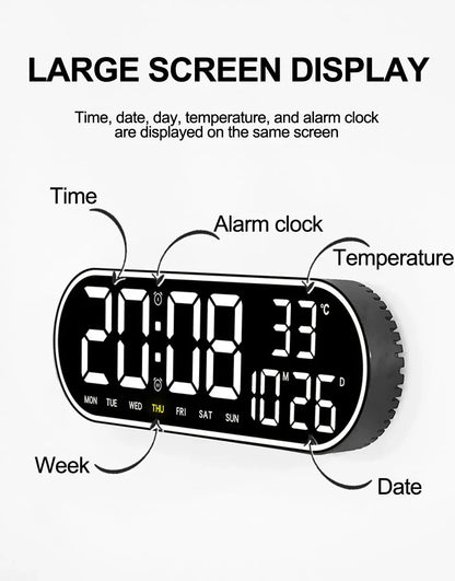 15-Zoll-LED-Digital-Wanduhr, Schlummeruhr, Farbe, Außenrahmen, Temperatur, Datum, Wochenanzeige, Fernbedienung, elektronische Stummuhr