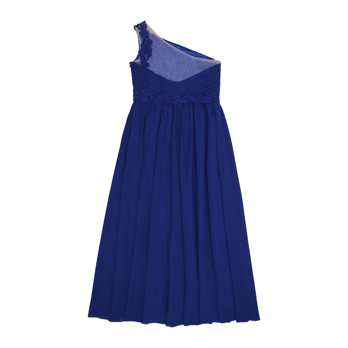 Mädchen Hochzeit Brautjungfer Kleid One Shoulder Elegante Guipure-Spitze Geraffte Chiffon Maxi Party Kleider Geburtstag Abend Abendkleid