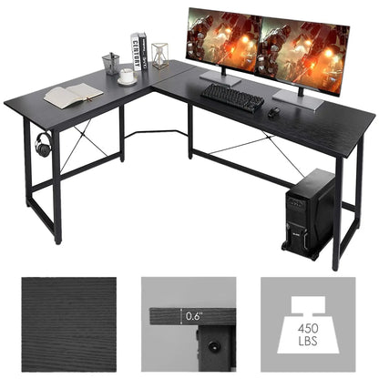 Homfa 66"(176cm) L-förmiger Schreibtisch, Computer-Gaming-Laptop-Schreibtisch, Heimbüro, Eck-Arbeitsplatz, Tisch, Arbeitstisch, 190 cm x 120 cm x 75 cm