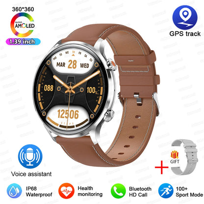 2025 New Smartwatch Women AMOLED HD Screen Always On Display Bluetooth Call IP68 Waterproof GPS Smart Men Watch For Android ios