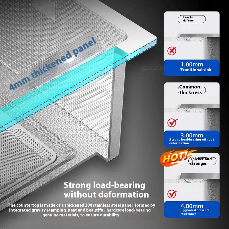 Silver 304 Stainless Steel Kitchen Sink Independent Waterfall Outlet Household Large Single Slot Wash Dish Bowl Undermount Basin