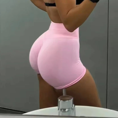 Gym Shorts Women Fitness Sports Biker Shorts 4.5" Low Ribbed Band Yoga Shorts Workout Scrunch Butt Seamless Leggings.